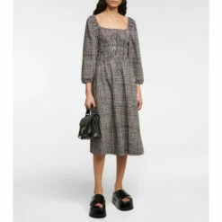 Proenza Schouler White Label Checked Cotton Poplin Midi Dress