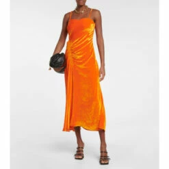 Proenza Schouler Ruched Velvet Midi Dress